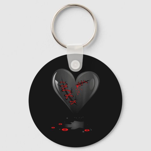 Black Bleeding Cut Open Broken Heart Goth Valentin Sleutelhanger (Voorkant)
