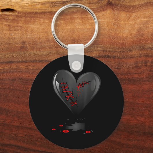 Black Bleeding Cut Open Broken Heart Goth Valentin Sleutelhanger (Voorkant)