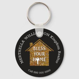 Black BLESS UW THUIS Real Estate Realtor Sleutelha Sleutelhanger