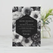 Black Bloom Opulent Wedding Kaart (Staand voorkant)