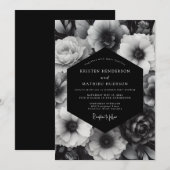 Black Bloom Opulent Wedding Kaart (Voorkant / Achterkant)