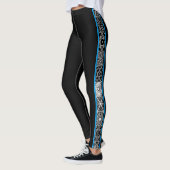Black Blue Abstract Geometric Pattern Modern Leggings (Links)