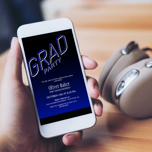 Black Blue Afstudeerder Uitnodiging