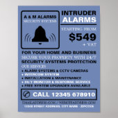 Black & Blue Alarm Logo, Security Alarm Service Poster (Voorkant)