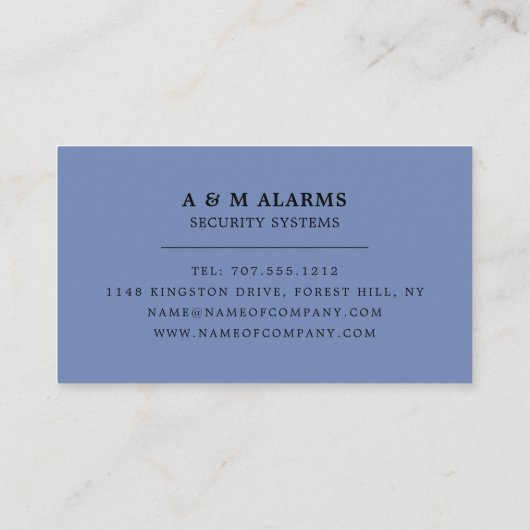 Black & Blue Alarm Logo, Security Alarm Service Visitekaartje (Achterkant)