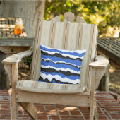 Black, blue and white wave pattern cushion buitenkussen (Stoel)