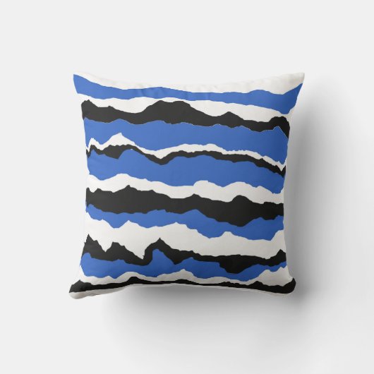 Black, blue and white wave pattern cushion buitenkussen (Achterkant)