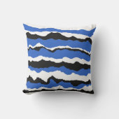 Black, blue and white wave pattern cushion buitenkussen (Voorkant)