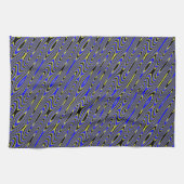 Black Blue and Yellow Swirly Pattern Kitchen Towel Theedoek (Horizontaal)