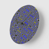 Black Blue and Yellow Swirly Pattern Wall-klok Ronde Klok (Hoek)