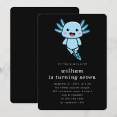 Black Blue Axolotl Birthday Party Kaart (Voorkant / Achterkant)