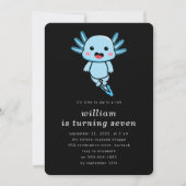 Black Blue Axolotl Birthday Party Kaart (Voorkant)