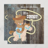 Black Blue Barn Wood Cowboy Baby shower Kaart (Voorkant / Achterkant)
