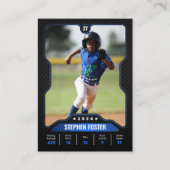 Black & Blue Baseball Trading Kaart met statistiek Contactkaartje (Voorkant)