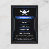 Black & Blue Baseball Trading Kaart met statistiek Contactkaartje (Achterkant)