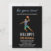 Black Blue Basketball Birthday-uitnodigingen Kaart (Voorkant)