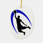 Black Blue Basketball Logo, speciaal ontworpen of  Keramisch Ornament (Voorkant)