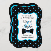Black Blue Bowtie & Heels LGBT Wedding Invites Kaart (Voorkant / Achterkant)