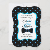 Black Blue Bowtie & Heels LGBT Wedding Invites Kaart (Voorkant)