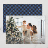 Black Blue Buffalo Pset Photo Merry Kerstry Feestdagenkaart (Voorkant / Achterkant)