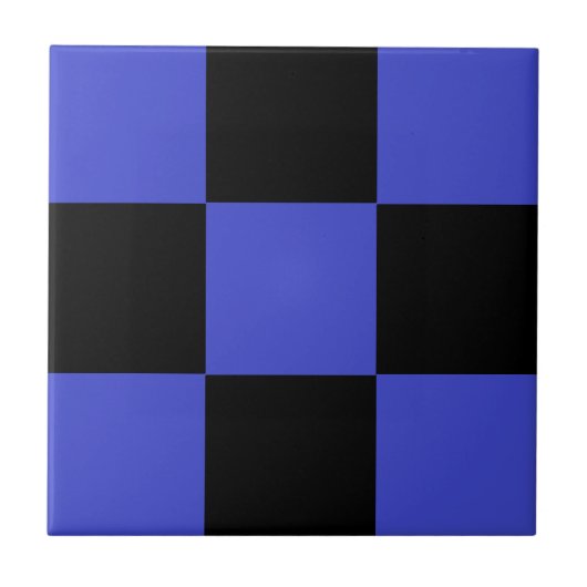 Black Blue Check Ceramic Tegel Tegeltje (Voorkant)
