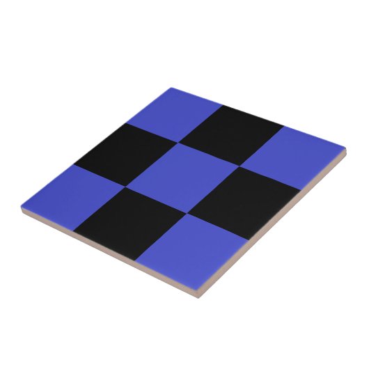 Black Blue Check Ceramic Tegel Tegeltje (Zijkant)