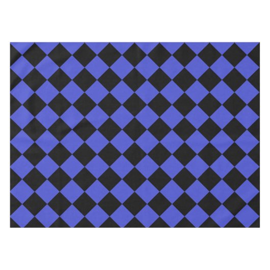 Black Blue Check Tablecloth Tafelkleed (Voorkant (Horizontaal))