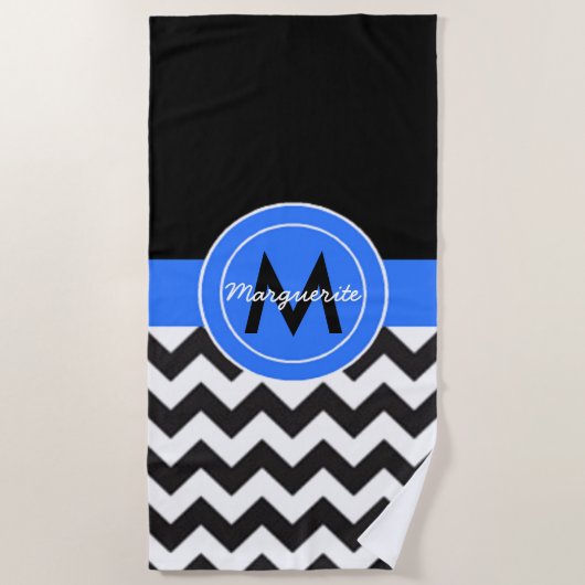 Black Blue Chevron Strandlaken (Voorkant)
