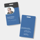 Black Blue Corporate Employee Photo ID Badge (Voor- en achterkant)