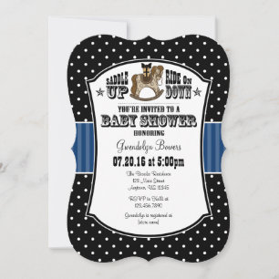 Black Blue Cowboy Baby shower Kaart