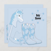 Black Blue Cowboy Baby shower Kaart (Voorkant / Achterkant)