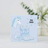 Black Blue Cowboy Baby shower Kaart (Staand voorkant)
