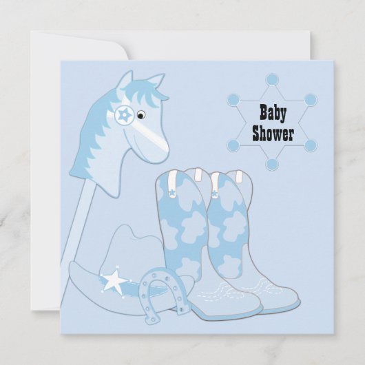Black Blue Cowboy Baby shower Kaart (Voorkant)