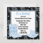 Black Blue Cowboy Boots Cowboy Baby shower Kaart (Achterkant)