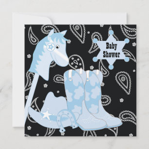 Black Blue Cowboy Boots Cowboy Baby shower Kaart