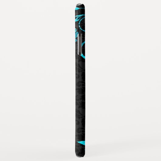 Black Blue Damask en Black Swirls Case-Mate iPhone Case (Achterkant/rechts)