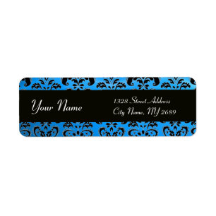 BLACK BLUE DAMASK ETIKET