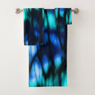 Black Blue en Turquoise abstract Bad Handdoek