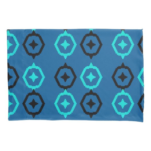 Black Blue en Turquoise Aztec Ikat Kussensloop (Voorkant)