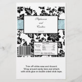 Black/Blue Floral Damask Wedding Hershey's Wrapper Flyer (Voorkant)