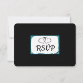 Black & Blue Floral Hearts Wedding RSVP-kaart RSVP Kaartje (Achterkant)