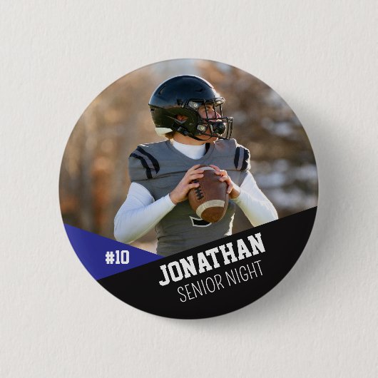 Black Blue Football Button Senior Night Team Kids (Voorkant)