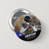 Black Blue Football Button Senior Night Team Kids (Voorkant /achterkant)