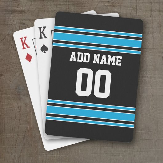 Black Blue Football Jersey Custom Name Number Pokerkaarten