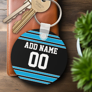 Black Blue Football Jersey Custom Name Number Sleutelhanger