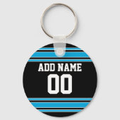 Black Blue Football Jersey Custom Name Number Sleutelhanger (Voorkant)