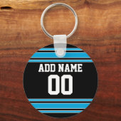 Black Blue Football Jersey Custom Name Number Sleutelhanger (Voorkant)