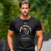 Black Blue geïllustreerd Biker Astronaut T-Shirt