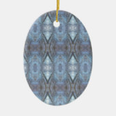 Black Blue Geometric Cross Diamonds Patroon Keramisch Ornament (Voorkant)