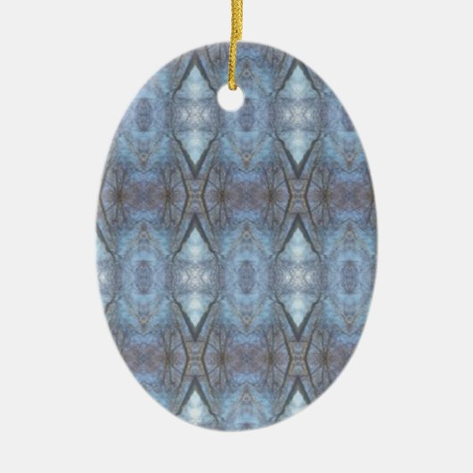 Black Blue Geometric Cross Diamonds Patroon Keramisch Ornament (Voorkant)